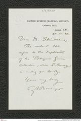 Nachlass Franz Steindachner, Brief von G. A. Boulenger an Franz Steindachner (28.11.1910), Inv.Nr. 49.09, Seite 1